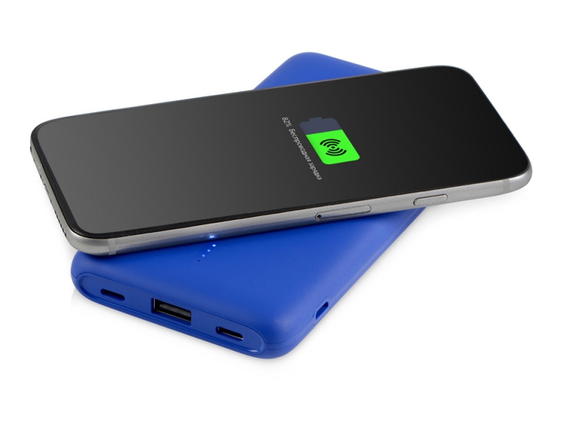 Внешний беспроводной аккумулятор с подсветкой лого Reserve X v.2 (ярче подсветка), 8000 mAh (ярко-синий)  (Изображение 3)