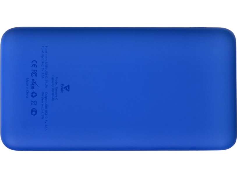 Внешний беспроводной аккумулятор с подсветкой лого Reserve X v.2 (ярче подсветка), 8000 mAh (ярко-синий)  (Изображение 10)