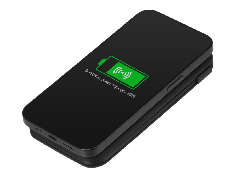 Внешний беспроводной аккумулятор с подсветкой лого Astro, soft-touch, 10000 mAh (черный)  (Изображение 3)