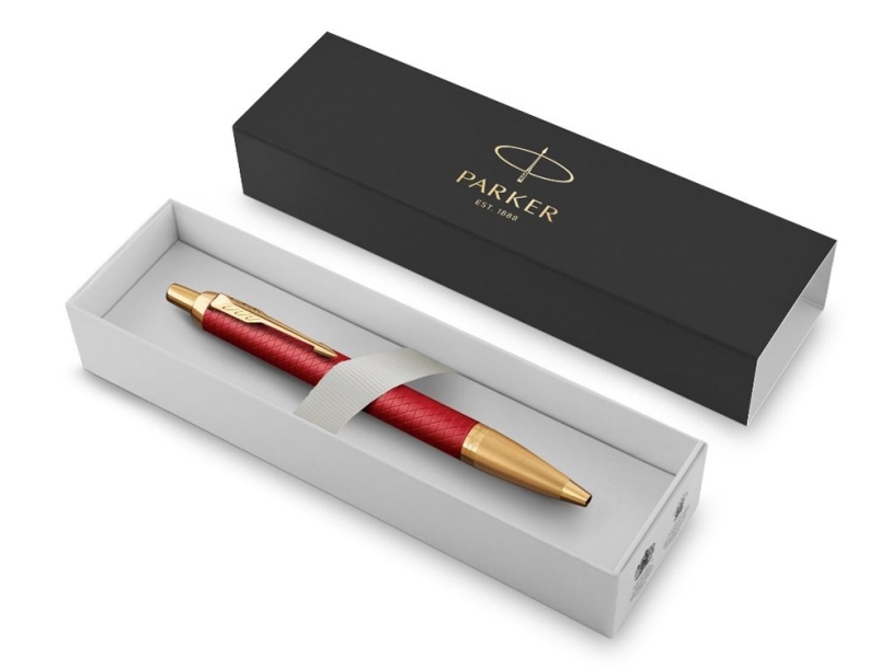 Ручка шариковая Parker IM Premium (красный/золотистый)  (Изображение 2)
