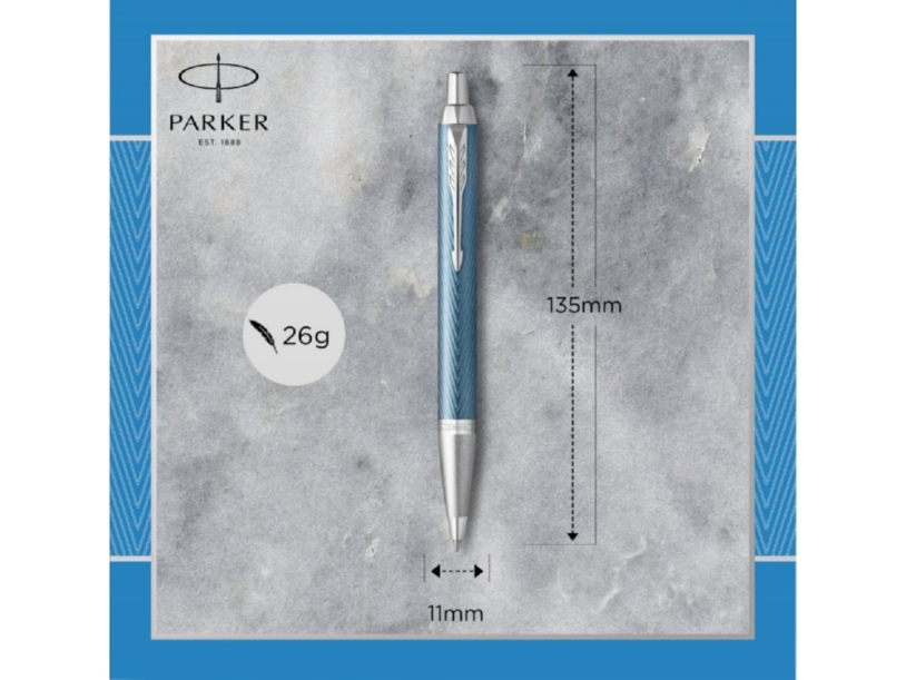 Ручка шариковая Parker IM Premium (голубой/серебристый)  (Изображение 8)