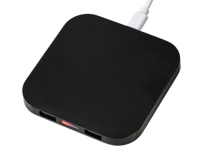 USB-хаб с беспроводной зарядкой Tile, черный (Изображение 3)