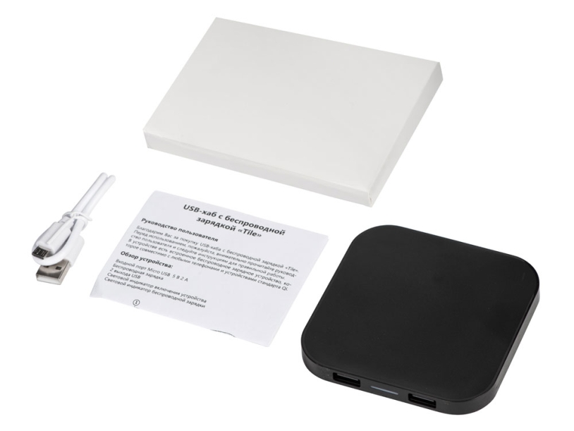 USB-хаб с беспроводной зарядкой Tile, черный (Изображение 8)