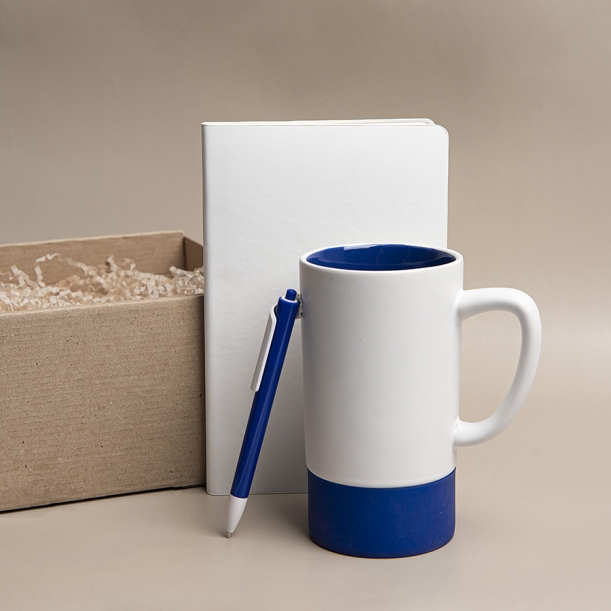 Набор подарочный ARTKITS: ежедневник, ручка, кружка с цветным дном, стружка, коробка, синий (Изображение 1)