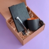 Набор подарочный DESKTOP: кружка, ежедневник, ручка,  стружка, коробка, черный/оранжевый (Изображение 1)