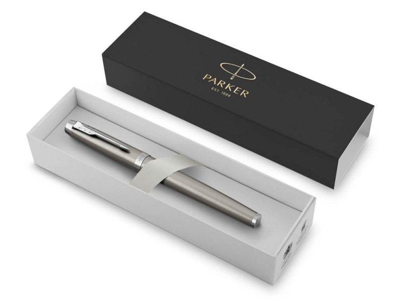 Перьевая ручка Parker IM Stainless Steel CT, перо: F, цвет чернил: blue, в подарочной упаковке. (Изображение 2)