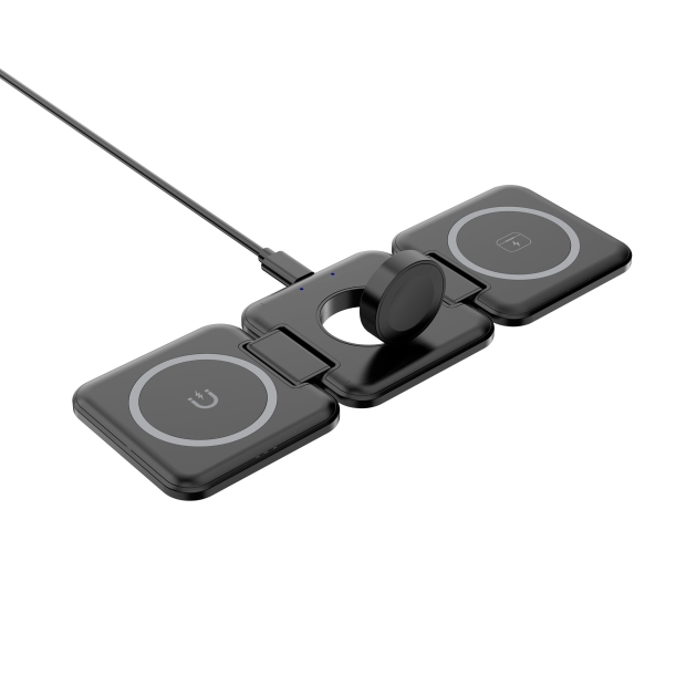 Складная беспроводная (15W) зарядная станция "Flip" с MagSafe (черный) (Изображение 2)