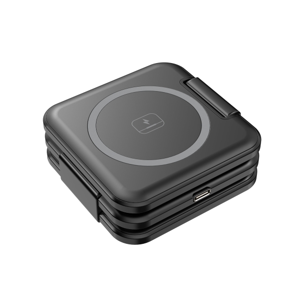 Складная беспроводная (15W) зарядная станция "Flip" с MagSafe (черный) (Изображение 3)