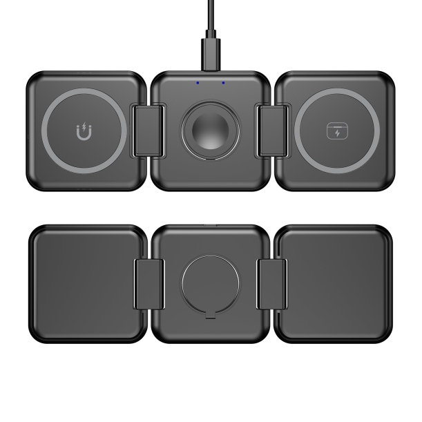 Складная беспроводная (15W) зарядная станция "Flip" с MagSafe (черный) (Изображение 7)