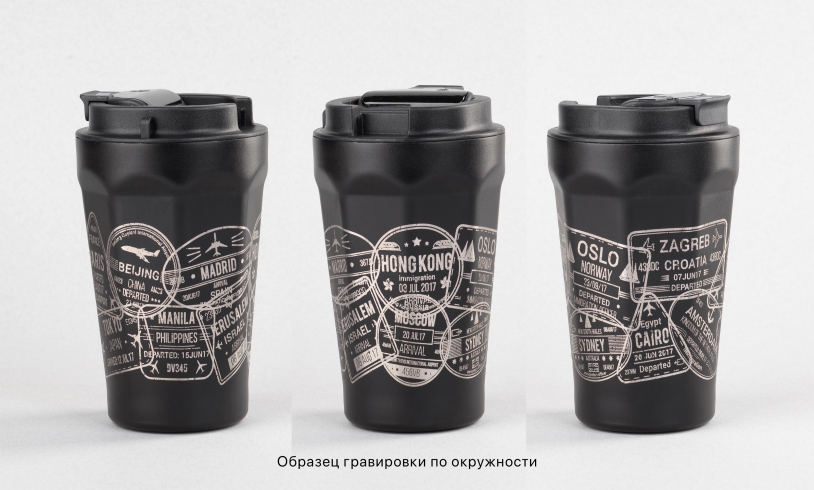 Термостакан "Legend_Вояж" 390 мл с индикацией температуры, покрытие пудра (черный) (Изображение 2)