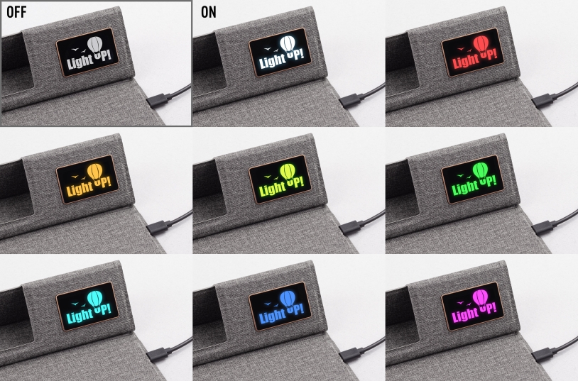 Настольная складная подставка "Cool Mat" с беспроводным (15W) зарядным устройством, сенсорной подсветкой логотипа и ковриком для мыши (серый) (Изображение 5)