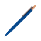 Ручка шариковая &quot;Matt&quot; из переработанного алюминия и пластика, с кнопкой из бамбука (синий)
