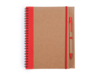 Блокнот А5+ ALANI с шариковой ручкой (бежевый/красный)  (Изображение 1)