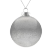 Елочный шар Finery Shine, 10 см, глянцевый серебристый с глиттером (Изображение 1)