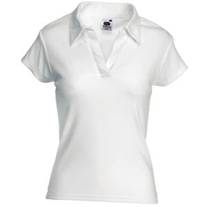 Поло "Lady-Fit Rib Polo", белый_XS, 100% х/б, 210 г/м2 (Изображение 1)