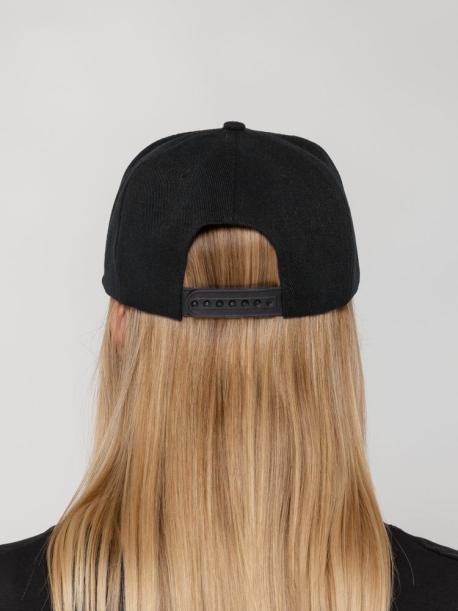 Бейсболка Snapback с прямым козырьком, черная (Изображение 8)