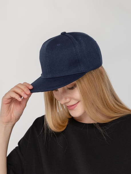 Бейсболка Snapback с прямым козырьком, темно-синяя (Изображение 6)
