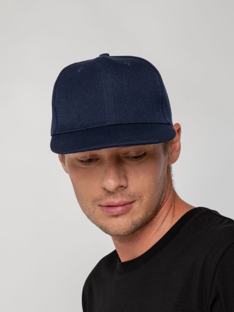 Бейсболка Snapback с прямым козырьком, темно-синяя (Изображение 8)