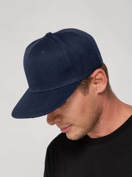 Бейсболка Snapback с прямым козырьком, темно-синяя (Изображение 9)