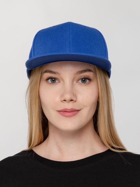 Бейсболка Snapback с прямым козырьком, ярко-синяя (Изображение 5)