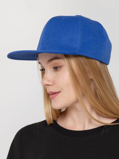 Бейсболка Snapback с прямым козырьком, ярко-синяя (Изображение 6)