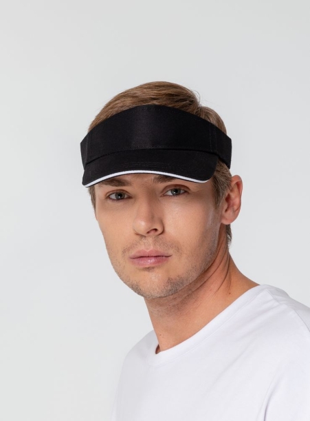 Козырек Active, черный с белым кантом (Изображение 5)