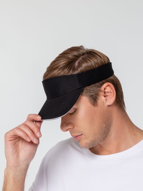 Козырек Active, черный с белым кантом (Изображение 7)