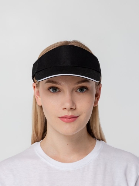 Козырек Active, черный с белым кантом (Изображение 9)