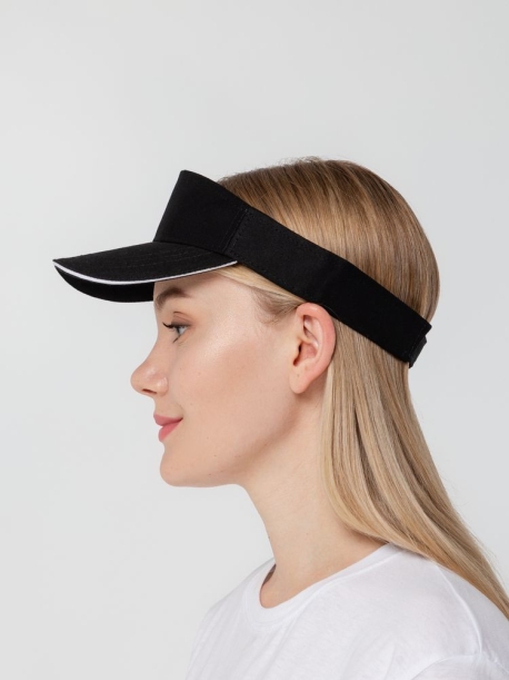 Козырек Active, черный с белым кантом (Изображение 10)