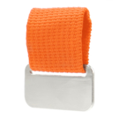 Металлический шильд с цветным ремешком (съёмный), оранжевый