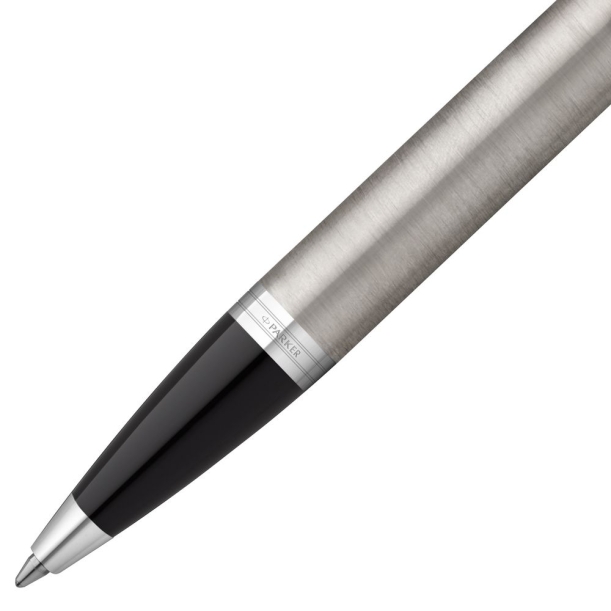 Ручка шариковая Parker IM Essential Stainless Steel CT, серебристая с черным (Изображение 3)