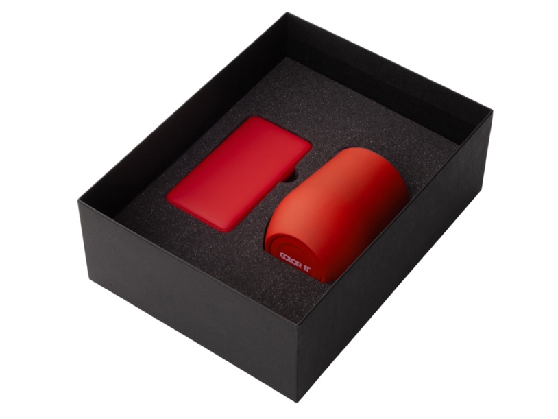 Подарочный набор COLOR IT с термокружкой и повербанком, 10000 mAh (красный) 10000 mAh (Изображение 2)