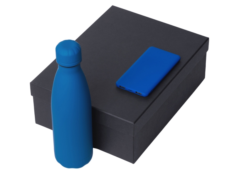 Подарочный набор COLOR IT с термобутылкой и повербанком, 5000 mAh (синий)  (Изображение 2)