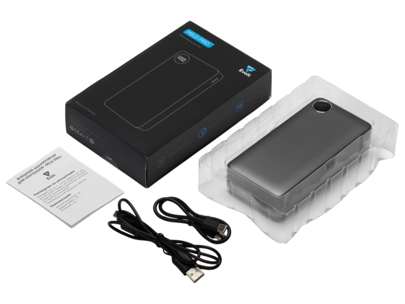 Внешний аккумулятор Mild Pro c быстрой зарядкой QC/PD, металлик soft-touch, 20 000 mAh (серый)  (Изображение 8)