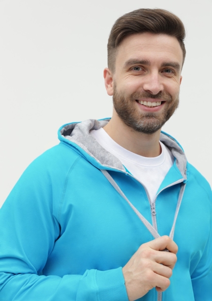 Толстовка мужская STAN с капюшоном на молнии футер без начёса 260, 61 (Бирюзовый) 48/M (Изображение 11)