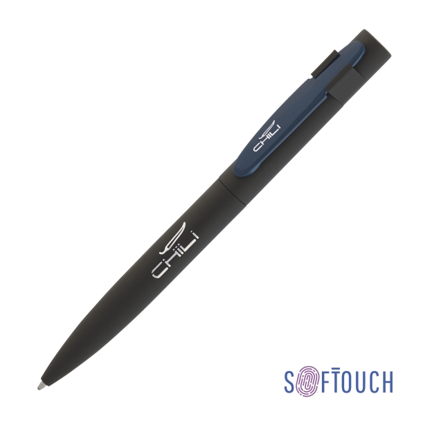 Ручка шариковая "Lip", покрытие soft touch (черный с синим) (Изображение 1)