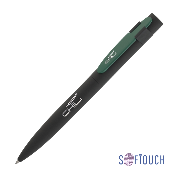 Ручка шариковая "Lip", покрытие soft touch (черный с зеленым) (Изображение 1)