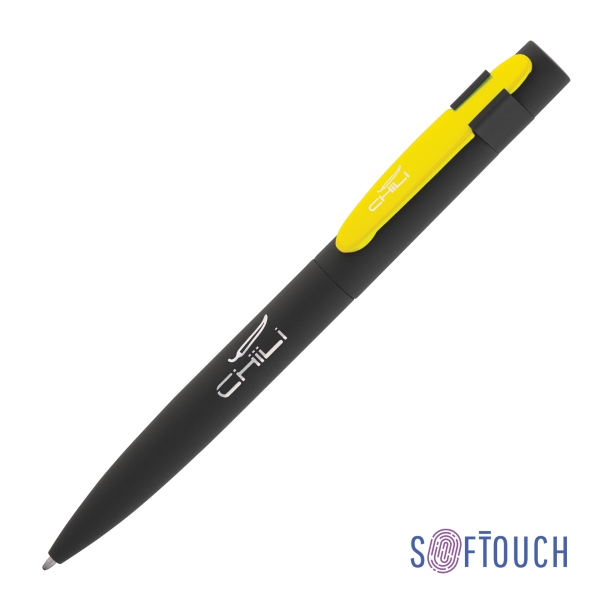 Ручка шариковая "Lip", покрытие soft touch (черный с желтым) (Изображение 1)