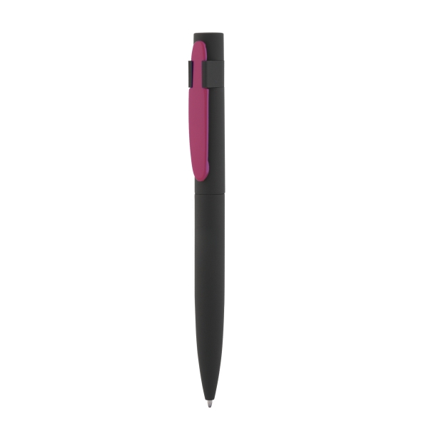 Ручка шариковая "Lip", покрытие soft touch (черный с фуксией) (Изображение 3)