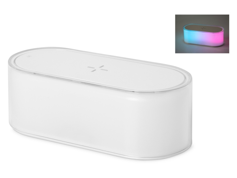 Ночник с беспроводной зарядкой и RGB подсветкой Miracle, 15 Вт, белый (Р) (Изображение 1)