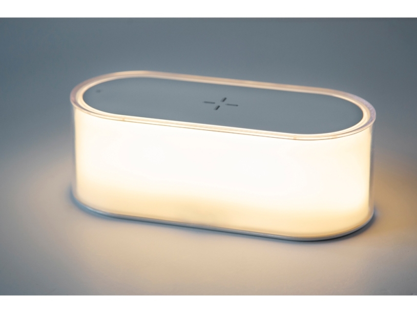 Ночник с беспроводной зарядкой и RGB подсветкой Miracle, 15 Вт, белый (Р) (Изображение 9)