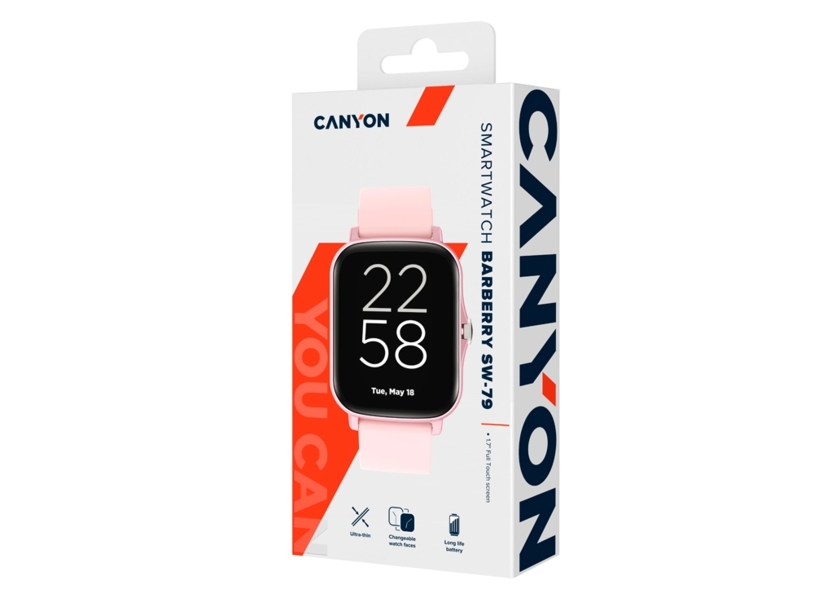 Умные часы CANYON Barberry SW-79, IP 67, BT 5.1, сенсорный дисплей 1.7, розовый (Р) (Изображение 6)