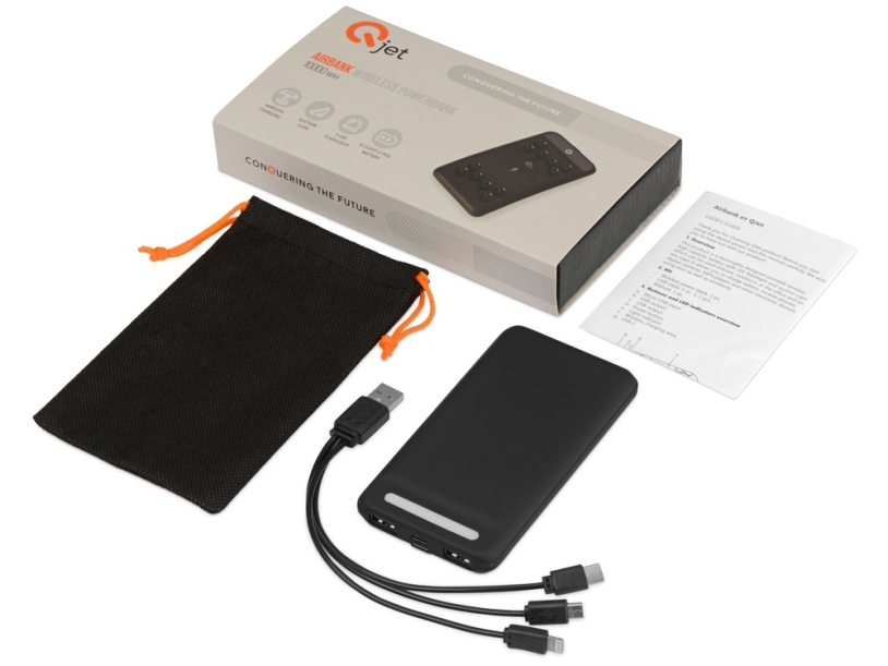 Портативное беспроводное зарядное устройство Airbank, 10000 mAh, черный (Р) (Изображение 10)