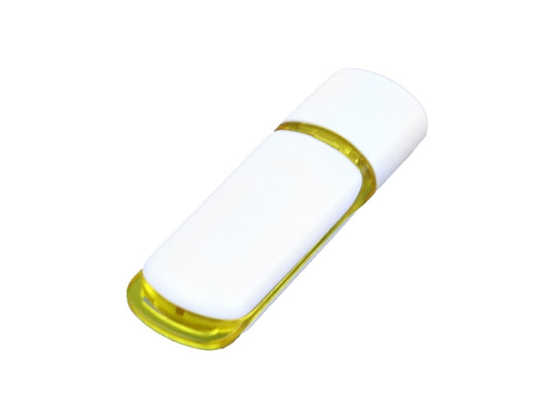 USB 2.0- флешка на 8 Гб с цветными вставками (белый/желтый)  (Изображение 1)