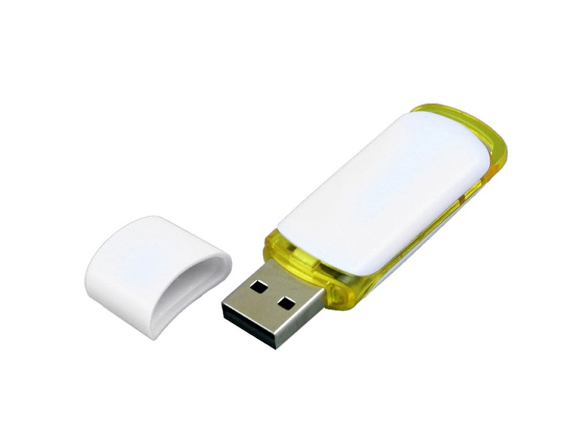 USB 2.0- флешка на 8 Гб с цветными вставками (белый/желтый)  (Изображение 2)