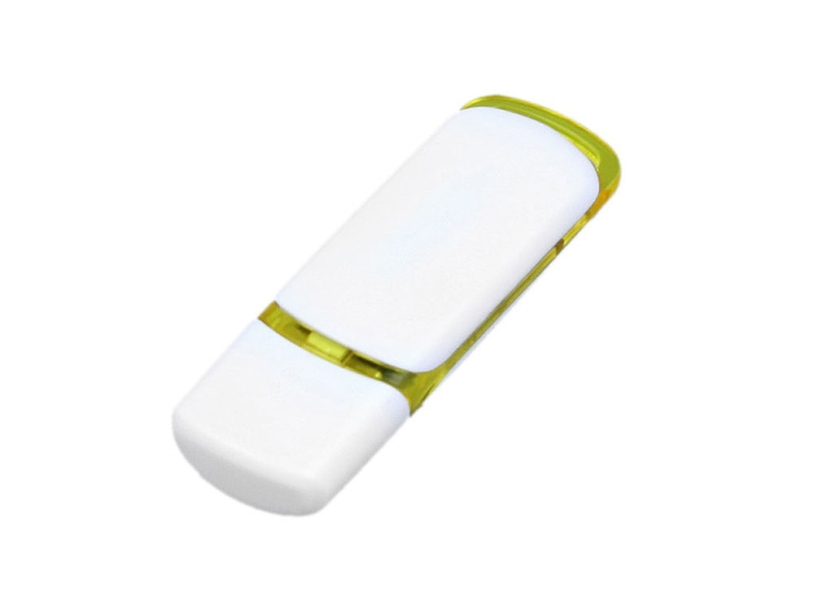 USB 2.0- флешка на 64 Гб с цветными вставками (белый/желтый) 64Gb (Изображение 3)