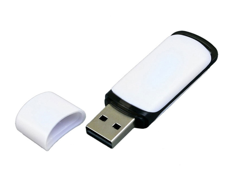 USB 2.0- флешка на 4 Гб с цветными вставками (белый/черный) 4Gb (Изображение 2)