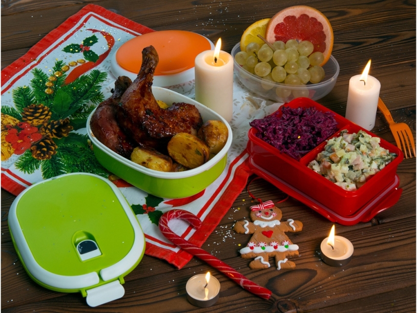 Герметичный ланч-бокс Foody с двумя секциями (красный)  (Изображение 7)
