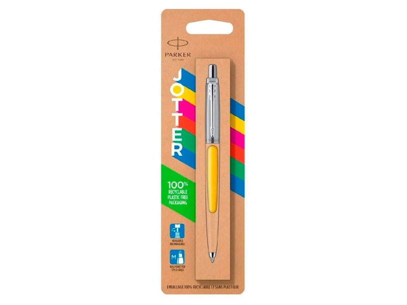 Ручка шариковая Parker Jotter Originals в эко-упаковке (желтый/серебристый)  (Изображение 3)