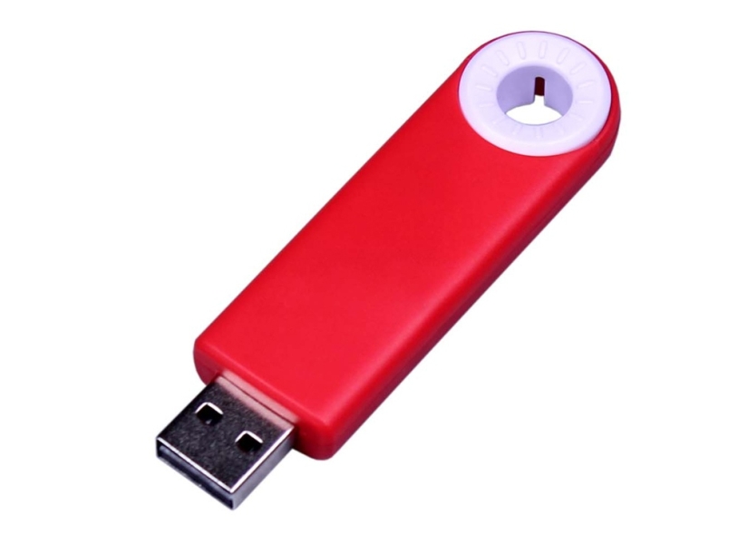 USB 3.0- флешка промо на 64 Гб прямоугольной формы, выдвижной механизм (красный/белый) 64Gb (Изображение 1)